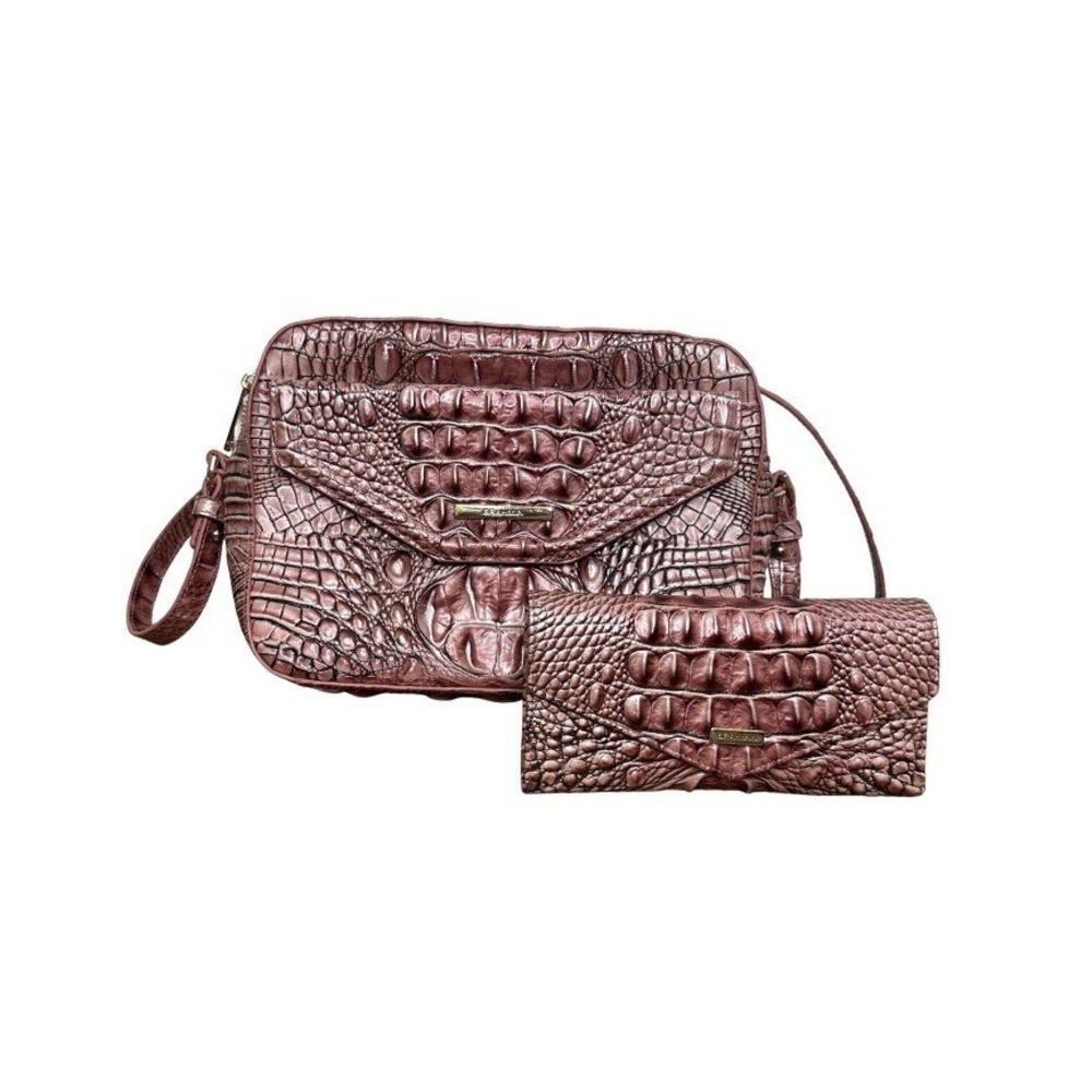 Brahmin Shea Crossbody Bag & Veronica Trifold Wallet Set Dusty Pink Melbourne